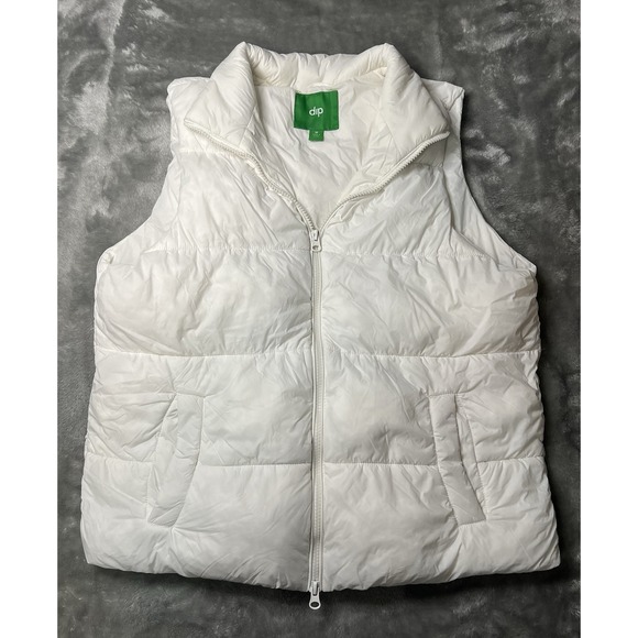 dip Jackets & Blazers - dip Women's White Insulated Puffer Vest Full Zip Collared Sleeveless M